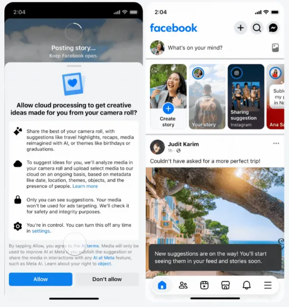 Facebook Launches AI-Powered Camera Roll Suggestions in UK and EU Amidst Privacy Debates