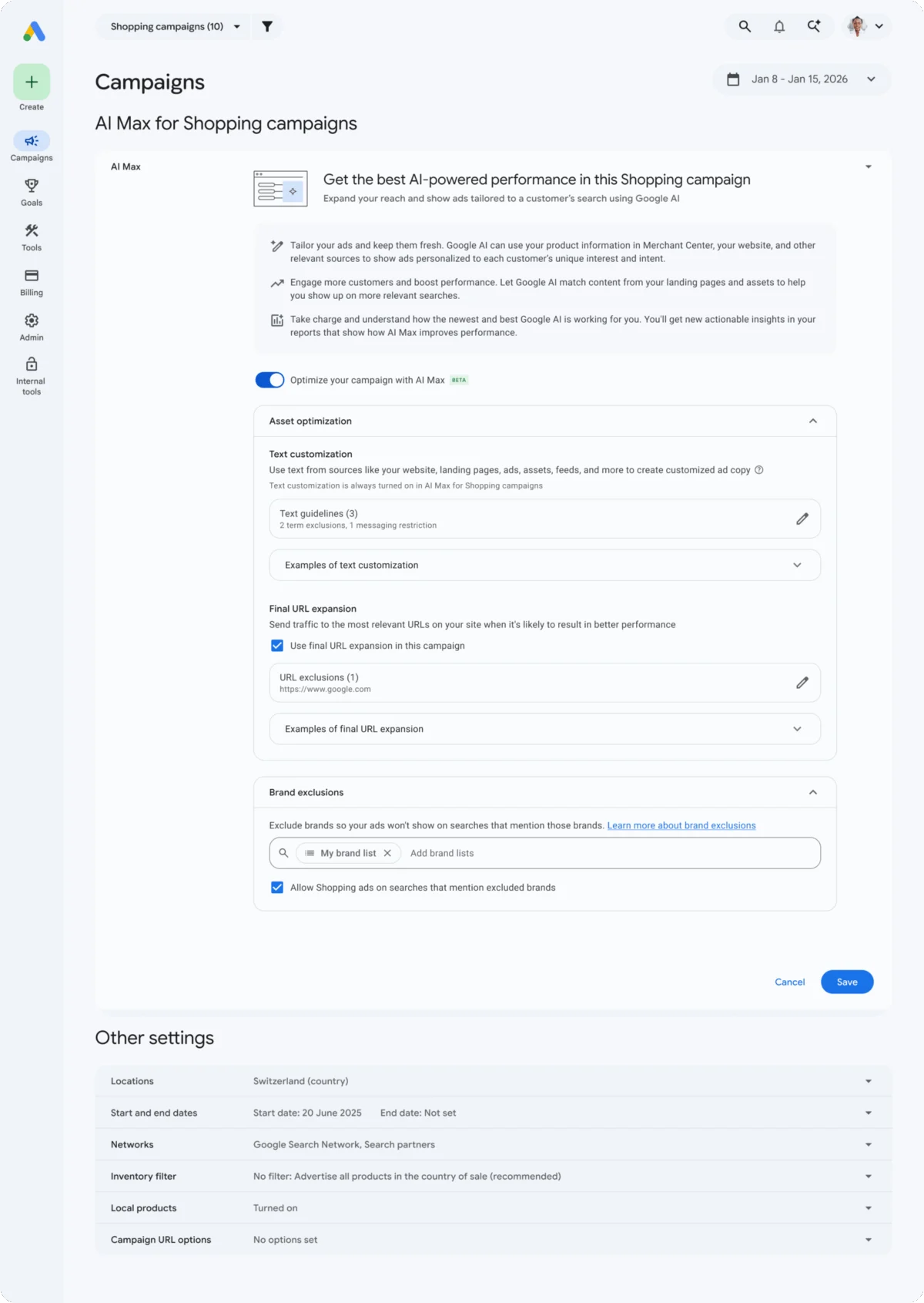 Google Ads AI Max: AI Brief, Text Disclaimers & Shopping & Travel Expansion