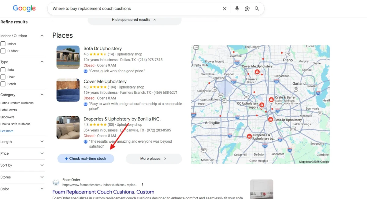Google Local Results Tests Check Real-Time Stock