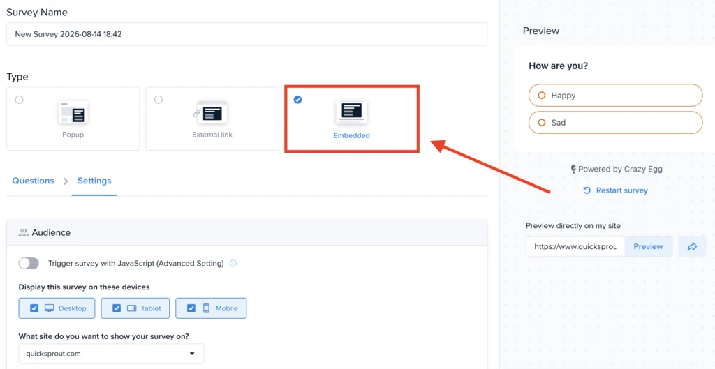 Crazy Egg Enhances Conversion Rate Optimization Suite with New Inline Survey Embedding Feature