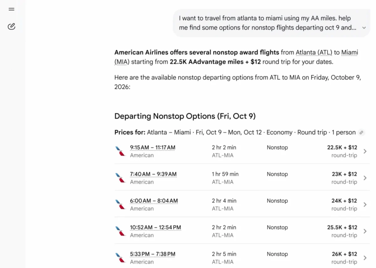 Google AI Mode Adds Flight Price Tracking, Mile Rates & Hotel Booking