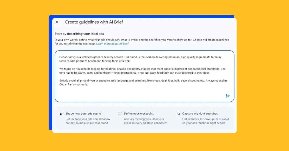 Google Unveils AI Brief: Empowering Advertisers with Granular Control Over AI-Driven Ad Messaging