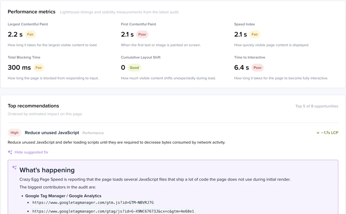 Page Speed Audits by Crazy Egg: Get automatically-generated code that makes your site faster. 100% free.