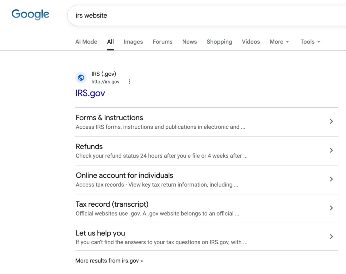 The Internal Revenue Service Website Experiences Significant Drop in Google Search Rankings